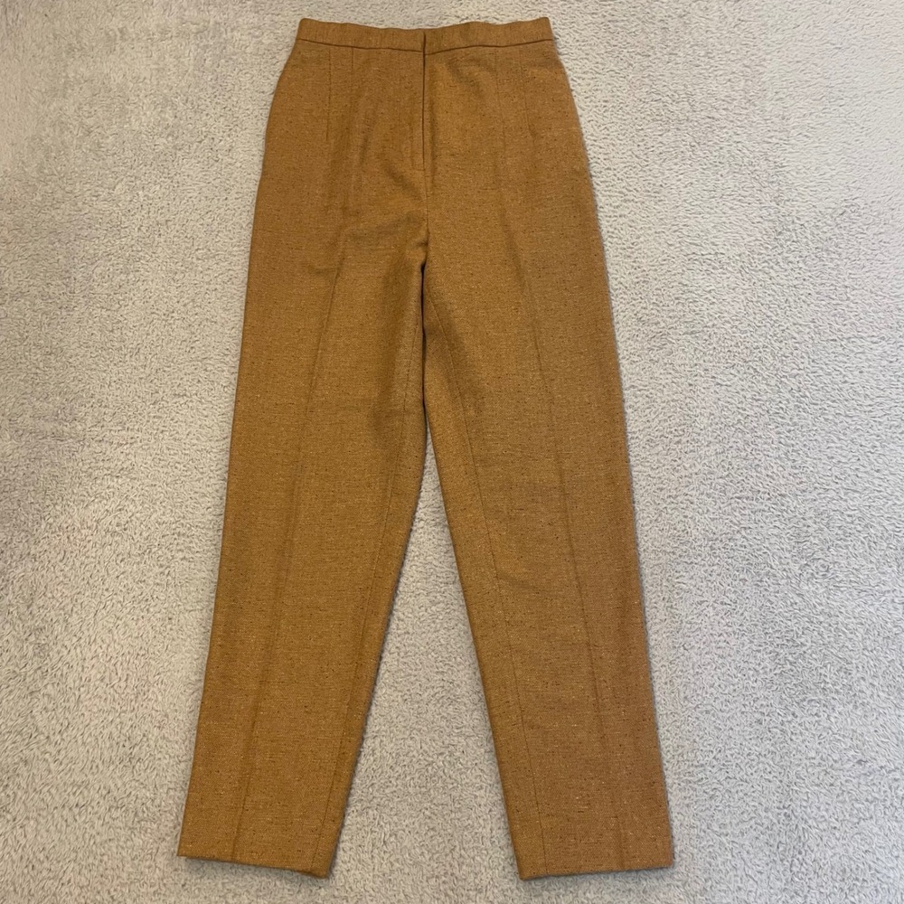 COS Wool Silk Blend Tweed Trousers Womens 36 (26x27) Brown Orange Textured